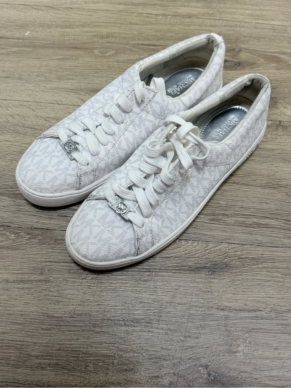 Michael Kors White Logo-Print Low-Top Lace-Up Sneakers
